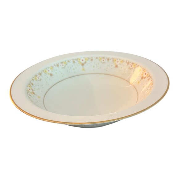 Noritake Fragrance Porcelain Serving Bowl Yellow Daisy Gold Trim 10" Dia Japan - Picture 2 of 8